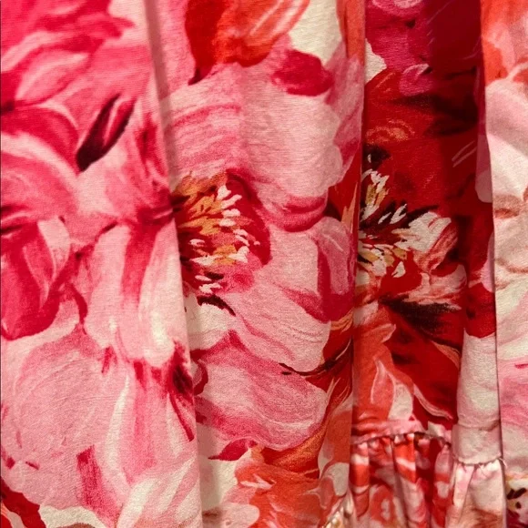 Aqua Strapless Floral Off the Shoulder Maxi Dress in Pink and Red - Picture 7 of 7